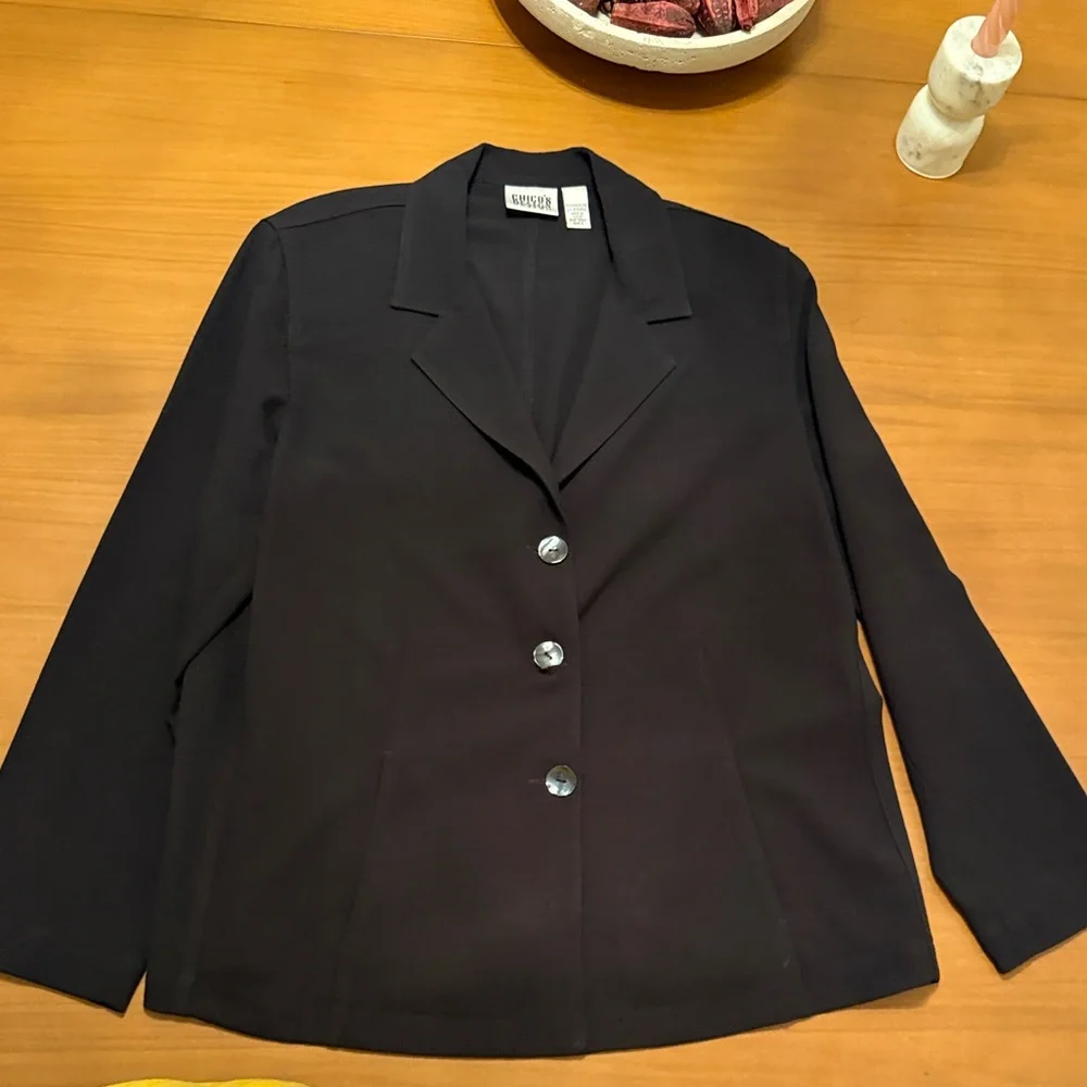 Chico's Black‎ Blazer with Silver Buttons - Picture 3 of 6